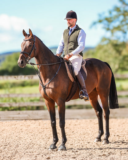 Model Riding with Foxbury Heritage Saddle Pad in Chocolate Tweed Merino Wool
