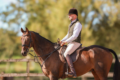 Model Riding with Foxbury Heritage Saddle Pad in Chocolate Tweed Merino Wool 2