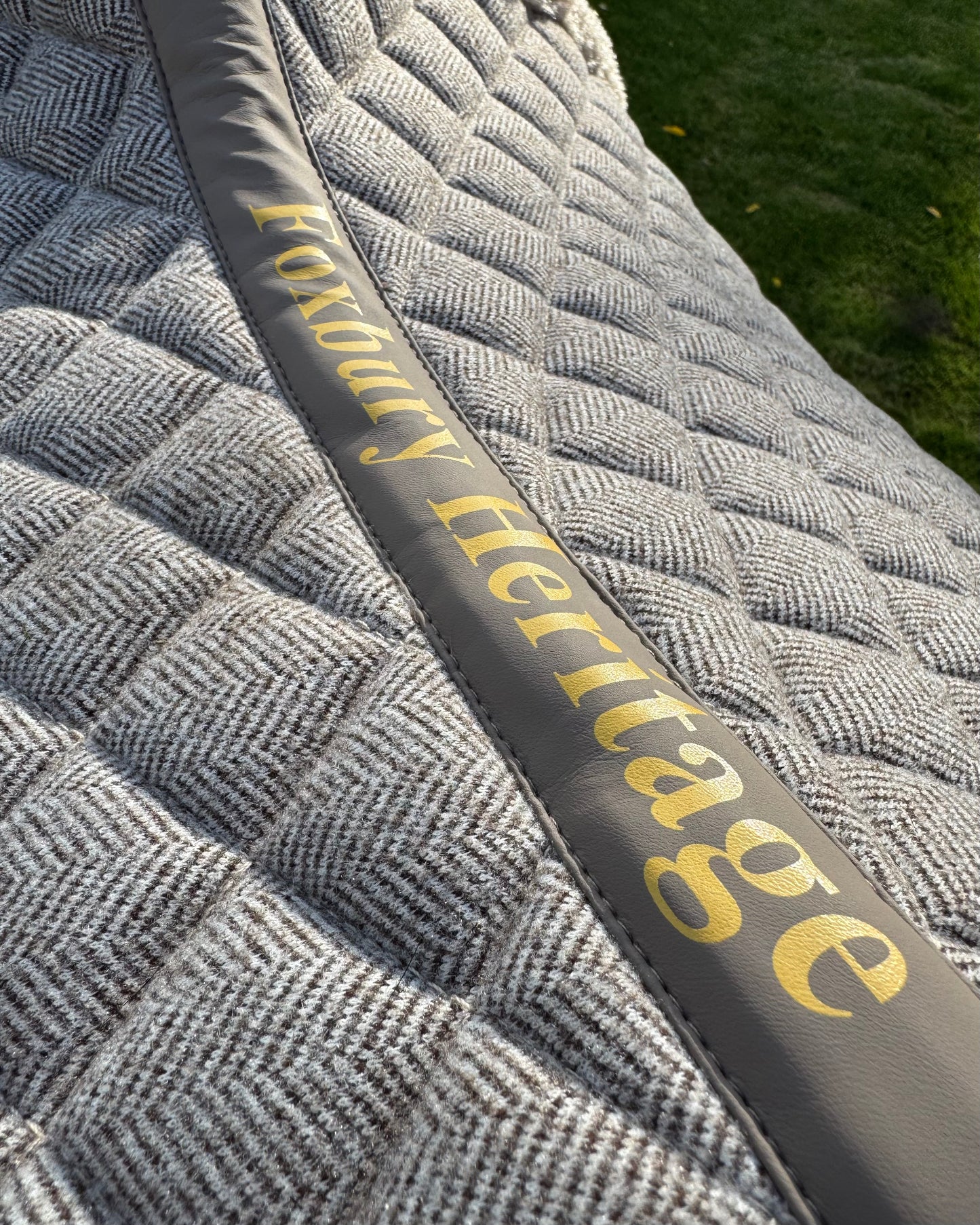 Foxbury Heritage Cream Tweed Merino Wool Saddle Pad Logo Detail